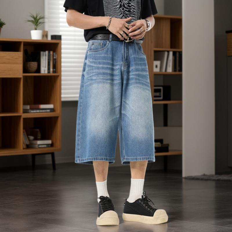 メンズ ファッション 服 男性用 オシャレ シンプル 大人 かっこいい ストリート リヨセル デニム クロップドパンツ ストレート ウォッシュ 七分丈 パンツ カジュアル ミドル丈