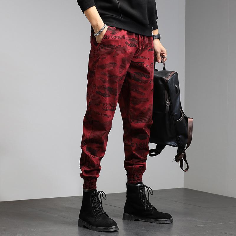 メンズ ファッション 服 男性用 オシャレ シンプル 大人 かっこいい ストリート 赤 グラフィティ 花柄 ゆったり ズボン カジュアル パンツ