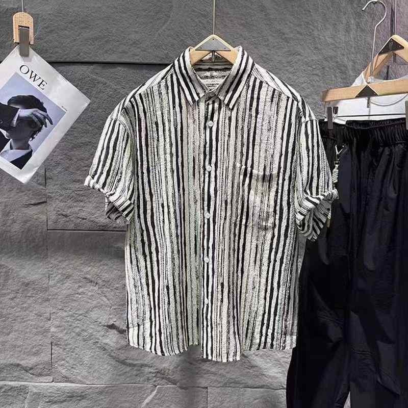 メンズ ファッション 服 用 オシャレ シンプル 大人 かっこいい ストリート 夏コーデ トップス ストライプ カジュアル シャツ