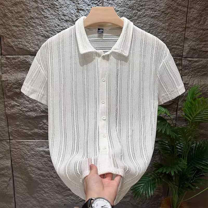 メンズ ファッション 服 用 オシャレ シンプル 大人 かっこいい ストリート 夏コーデ トップス プリーツ 半袖 シャツ フリー ホワイト ライト ハイエンド ハイエンド
