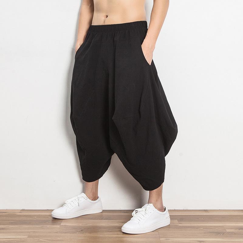 メンズ ファッション 服 用 オシャレ シンプル 大人 かっこいい ストリート リネン クロップド パンツ ズボン 履物 ヒップ ホップ ムササビ エスニック ビーチ