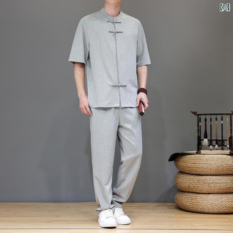 メンズ 流行り物 服 成人男性用 オシャレ 分かりやすい 成年者 かっこいい 表どおり  夏 拾独居室麻原料品 半袖 プルオーバー