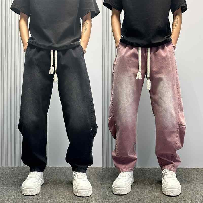 メンズ ファッション 服 男性用 オシャレ シンプル 大人 かっこいい ストリート アメリカン レトロ ウォッシュド ホワイト ジーンズ ピンク ストレート パンツ ズボン 履物