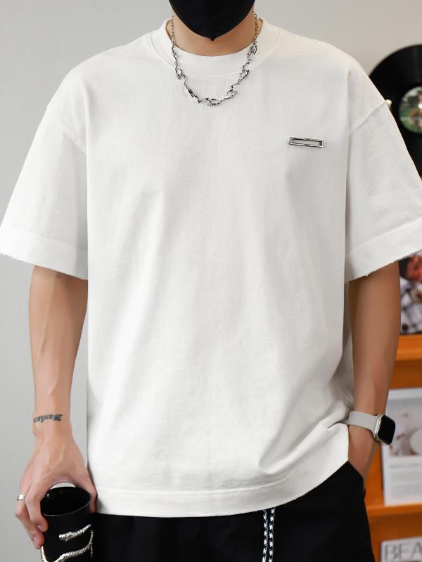 メンズ ファッション 服 男性用 オシャレ シンプル 大人 かっこいい ストリート ハイエンド ロング ステープル コットン ホワイト 半袖 Tシャツ ハーフスリーブ