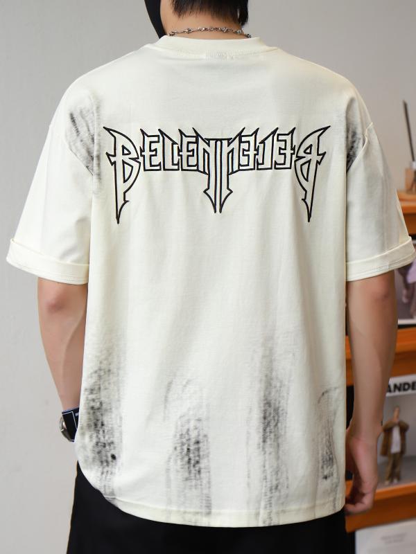 メンズ ファッション 服 男性用 オシャレ シンプル 大人 かっこいい ストリート スキン ハイエンド レトロ 文字 半袖 Tシャツ アメリカン