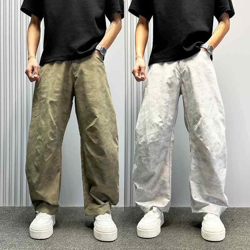 メンズ 流行り物 服 成人男性用 オシャレ 分かりやすい 成年者 かっこいい 表どおり  偽装 細工物お召しもの ズボン下 ズボン 履きもの 夏 透け透け アメリカン 引っ切り無い 表どおり 速乾 ゆったり ワイドレッグ ロング