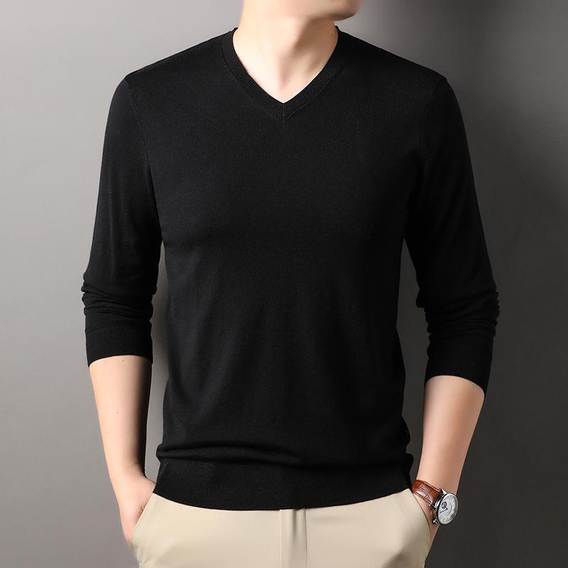 メンズ ファッション 服 男性用 オシャレ シンプル 大人 かっこいい ストリート Vネック 無地 ニット レイヤリング シャツ カジュアル シンプル 薄手 ウール 長袖 T