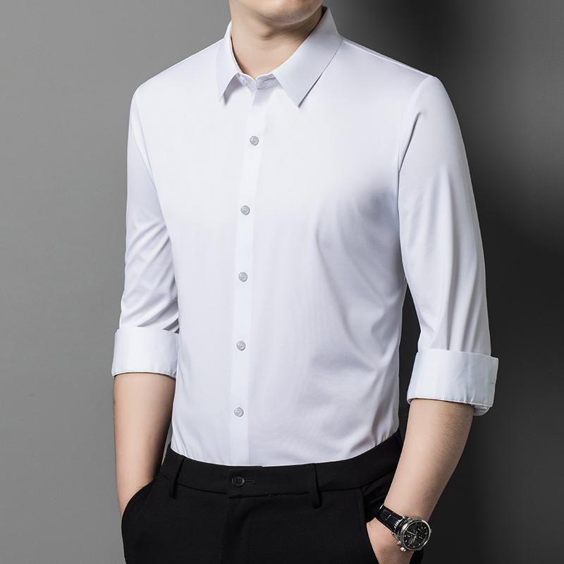 メンズ ファッション 服 男性用 オシャレ シンプル 大人 かっこいい ストリート カジュアル シームレス シャツ 薄手 無地 長袖 韓国スタイル しわ防止 トップス