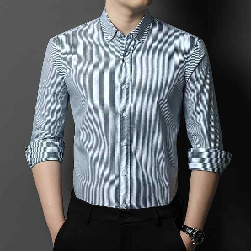 メンズ ファッション 服 男性用 オシャレ シンプル 大人 かっこいい ストリート ビジネス カジュアル 縦縞 長袖 シャツ 韓国スタイル 綿 5,916円