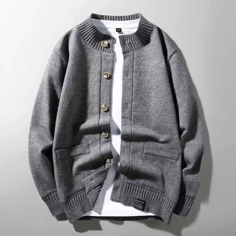 メンズ ファッション 服 男性用 オシャレ シンプル 大人 かっこいい ストリート カジュアル スタンドカラー ニット カーディガン 韓国スタイル 厚手 セーター カーディガン