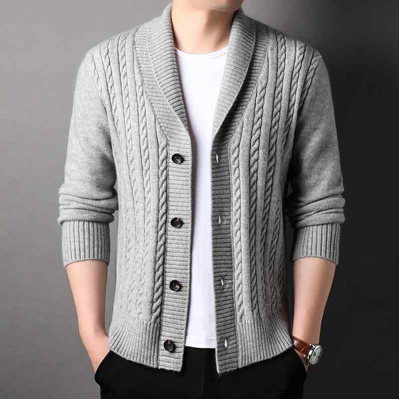 メンズ ファッション 服 男性用 オシャレ シンプル 大人 かっこいい ストリート セーター ジャケット 韓国スタイル スリム 厚手 ニット カーディガン アウター 無地