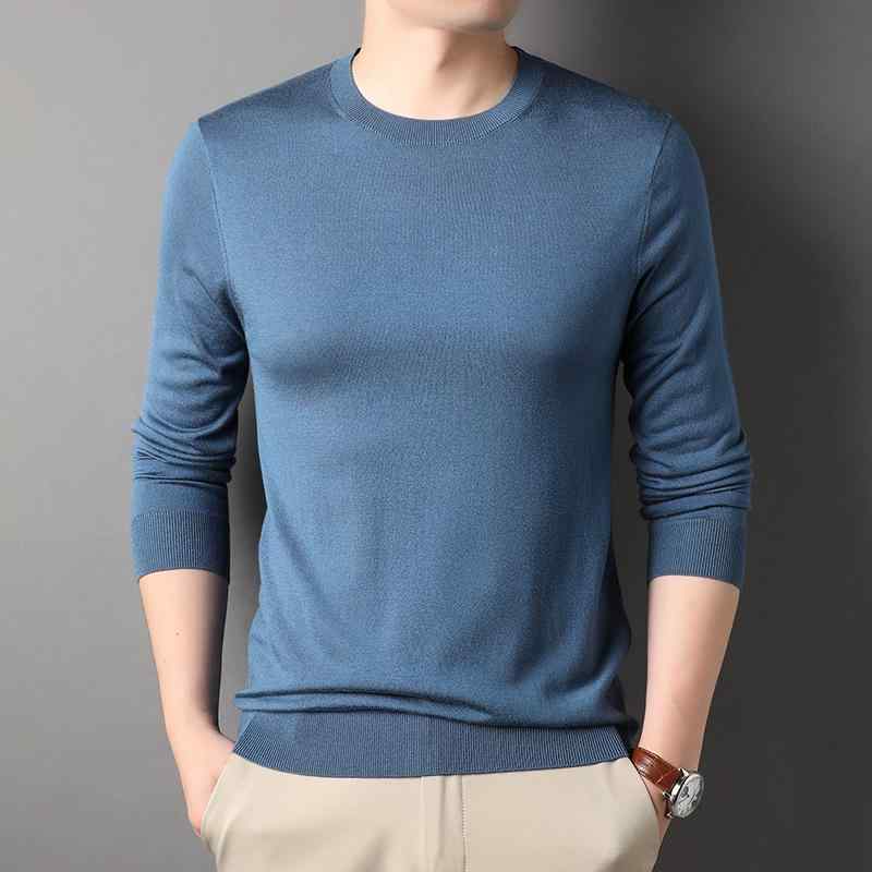 メンズ ファッション 服 男性用 オシャレ シンプル 大人 かっこいい ストリート 長袖 セーター Tシャツ 薄手 無地 インナー レイヤリング ラウンドネック ウール