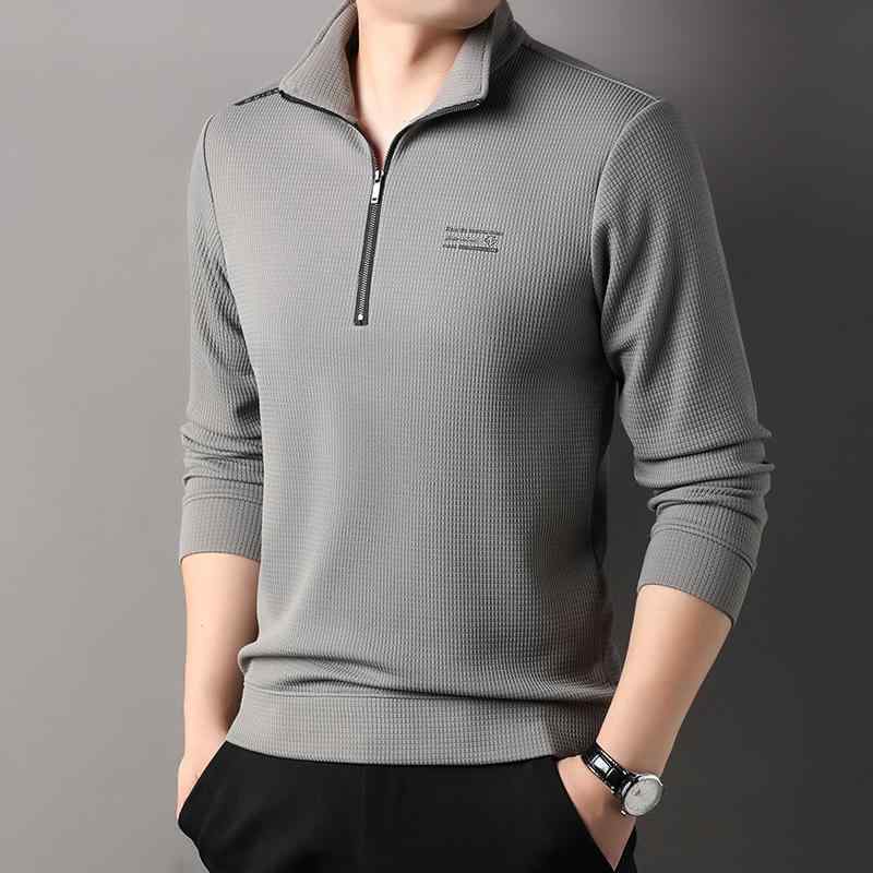 メンズ 流行り物 服 成人男性用 オシャレ 分かりやすい 成年者 かっこいい 表どおり  心地好い トレーナー 照明ランプ色つや 二分の一 ファスナー 長袖 プルオーバー ゆったり