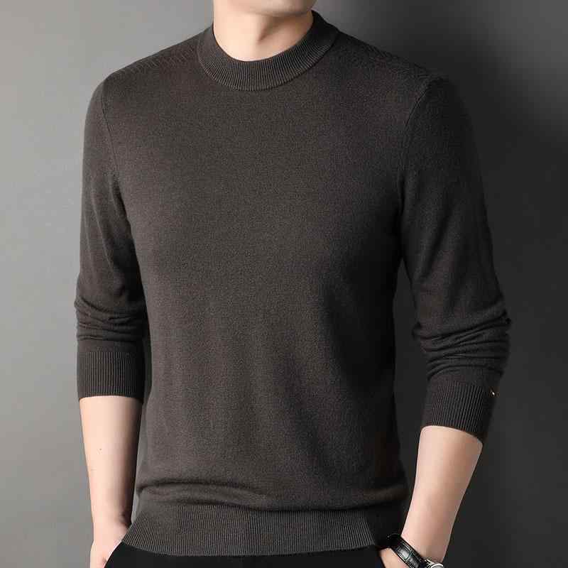 メンズ 流行り物 服 成人男性用 オシャレ 分かりやすい 成年者 かっこいい 表どおり  心地よい ラウンドのど頚 毛糸 編み物 座標軸輪っか プルオーバー プルオーバー 無地 長袖