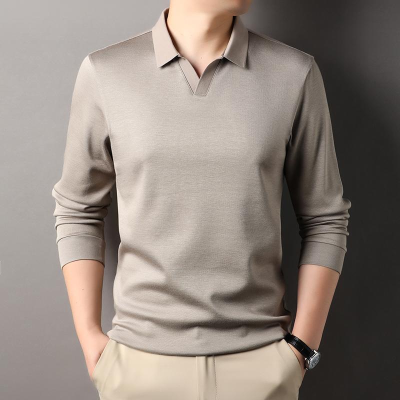 メンズ ファッション 服 男性用 オシャレ シンプル 大人 かっこいい ストリート ウール 長袖 Tシャツ ポロ シャツ Vネック 無地 レイヤリング