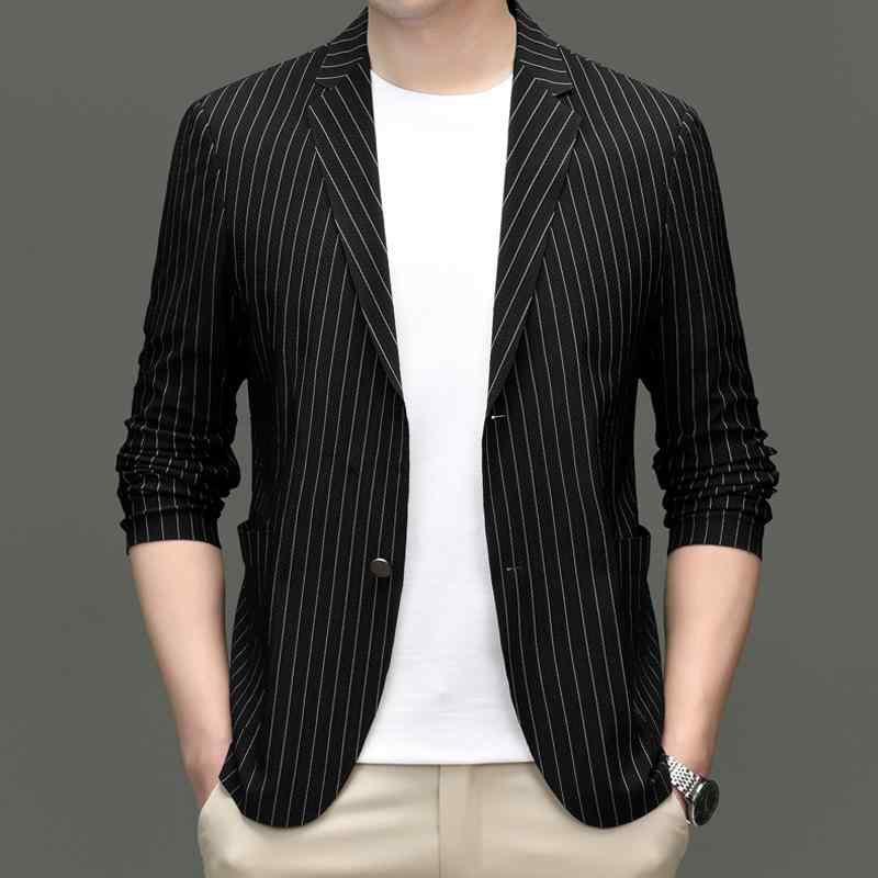 メンズ 流行り物 服 成人男性用 オシャレ 分かりやすい 成年者 かっこいい 表どおり  心地よい シームレス 背広 薄っぺら 上衣 韓国表現スタイル 単品 ウエスタン 縞模様背広 トップス