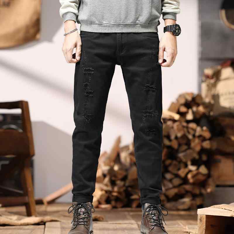 秋 冬 コーデ メンズ 服 分かりやすい 流行り物 オシャレ 成年者 かっこいい 気が大きい大きさ 表どおり 成人男性服 黒いこと リップド デニム か細い填まる 継ぎ切れ 心地よい ズボン下