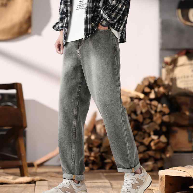 秋　冬 コーデ メンズ 服 シンプル ファッション オシャレ 大人 かっこいい 大きいサイズ ストリート 紳士服 ハイエンド 唐 ジーンズ ファッション ストレート カジュアル ロング パンツ