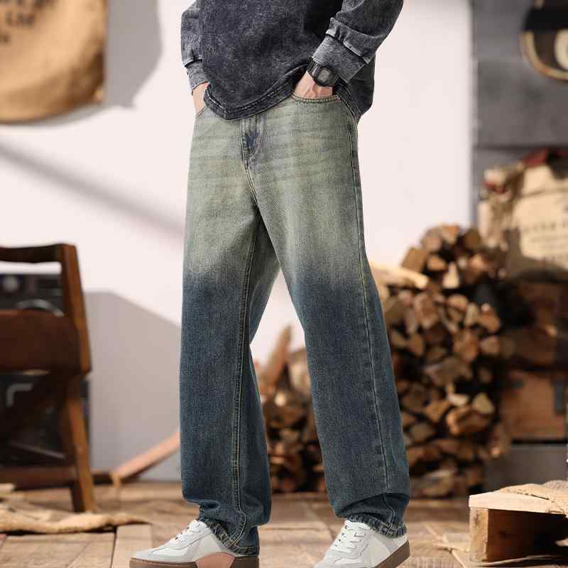 秋　冬 コーデ メンズ 服 シンプル ファッション オシャレ 大人 かっこいい 大きいサイズ ストリート 紳士服 ジーンズ ストレート パンツ カジュアル 陰陽