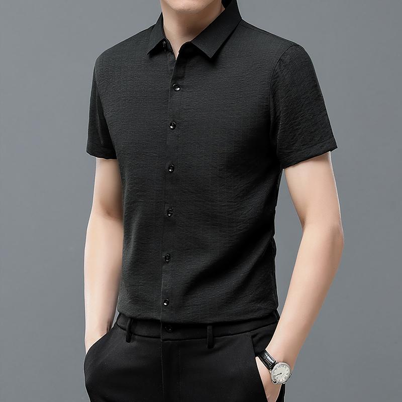 メンズ ファッション 服 男性用 オシャレ シンプル 大人 かっこいい ストリート ハイエンド 半袖 シャツ 無地 通気性 韓国スタイル スリムフィット トップス