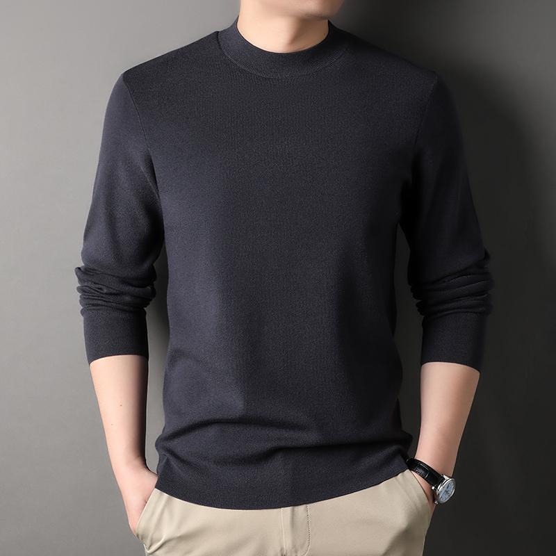 メンズ ファッション 服 男性用 オシャレ シンプル 大人 かっこいい ストリート  カジュアル ミッド ネック 長袖 ニット セーター Tシャツ ウール 服 インナーレイヤリング