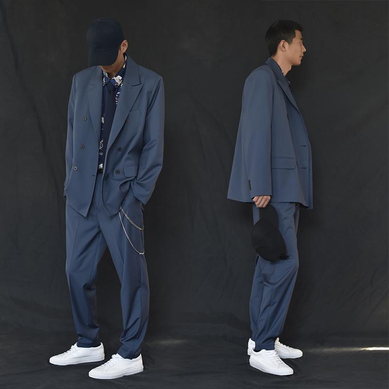 メンズ 流行り物 服 成人男性用 オシャレ 分かりやすい 成年者 かっこいい 表どおり  ハイエンド 表どおり 背広 クラインブルー 上衣 背広