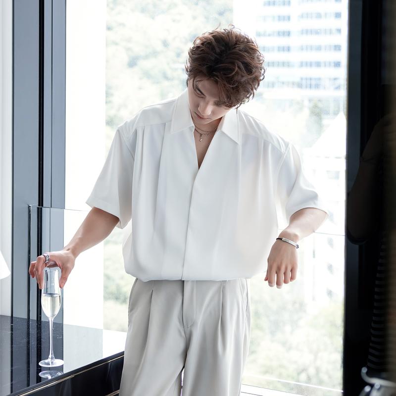 メンズ ファッション 服 男性用 オシャレ シンプル 大人 かっこいい ストリート 服 Vネック シャツ 軽量 ハイエンド 6,868円