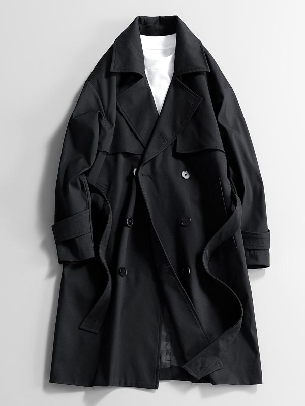 メンズ ファッション 服 男性用 オシャレ シンプル 大人 かっこいい ストリート ミドル丈 トレンチコート ゆったり コート ｜リコット