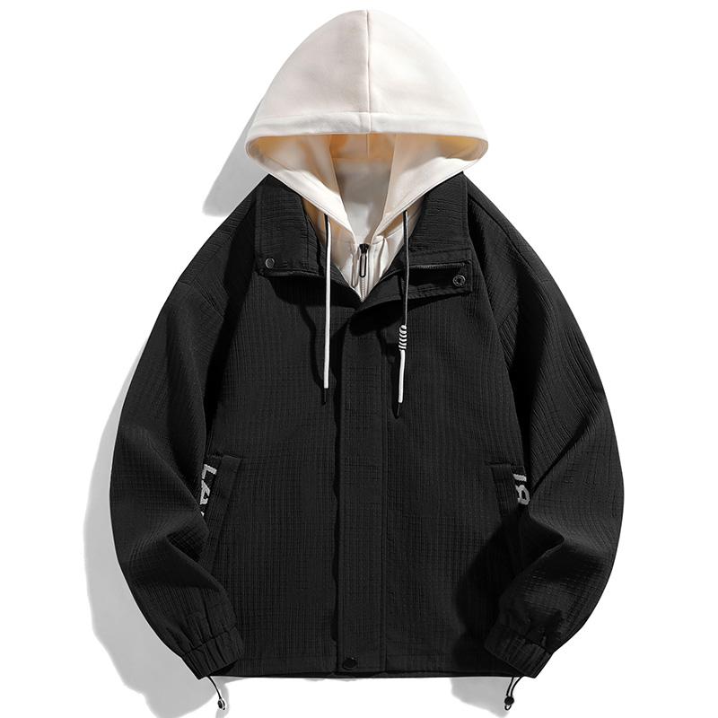 メンズ ファッション 服 男性用 オシャレ シンプル 大人 かっこいい ストリート 男性用 フェイク ツーピース ジャケット ハイエンド ゆったり ユニセックス コーデ アメリカン