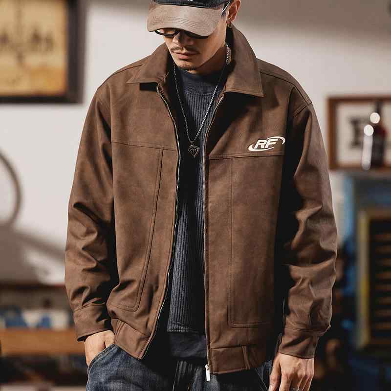 秋 冬 コーデ メンズ 服 分かりやすい 流行り物 オシャレ 成年者 かっこいい 馬鹿でかい大きさ 表どおり 成人男性服 PU エコ なめし革 レトロ 上衣 ゆったり 心地好い アメリカン ライダース 上衣