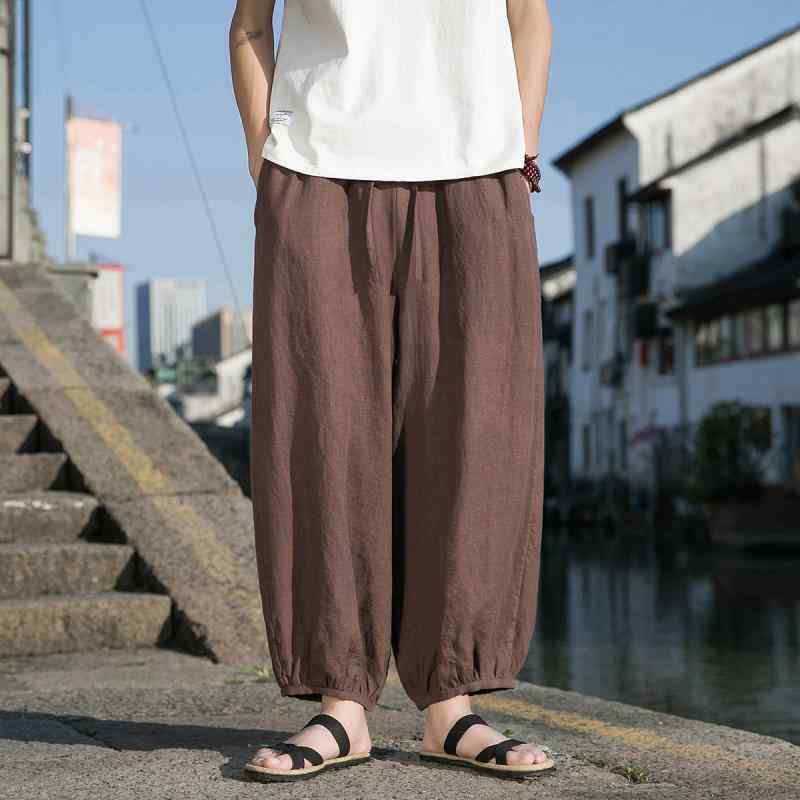 メンズ 流行り物 成人男性服  ズボン下 成人男性用 夏 延性のある 九分丈 真っただ中丈 綿 linen  余暇 心地好い 通い 普段使い走り 真っただ中影ぼうし 伸ばすこと 伸び伸びする相応う 第一義的 象牙色 カーキ 薄墨色