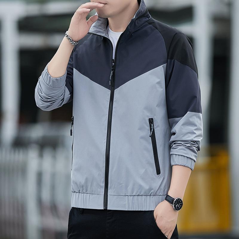 秋　冬 コーデ メンズ 服 シンプル ファッション オシャレ 大人 かっこいい 大きいサイズ ストリート 紳士服 薄型 ジャケット 韓国スタイル トップス カラー ブロッキング カジュアル スポーツ