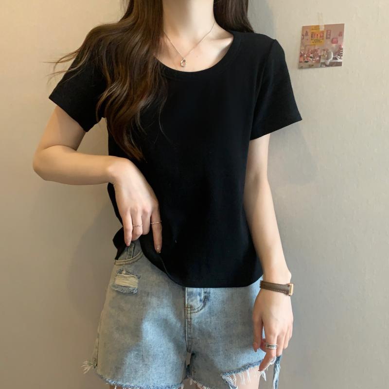 秋コーデ レディース ファッション 女性用 半袖 Tシャツ お 黒 ハイエンド ショルダー トップス