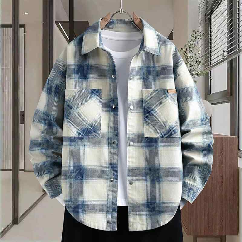 メンズ ファッション 服 男性用 オシャレ シンプル 大人 かっこいい ストリート チェック柄 綿 ハイエンド ジャケット シャツ 服