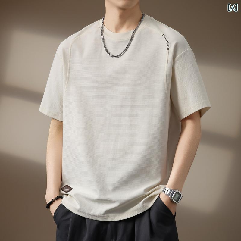 メンズ ファッション 服 男性用 オシャレ シンプル 大人 かっこいい ストリート ハイエンド アメリカン ヘビー シンプル Tシャツ 半袖 カジュアル Tシャツ