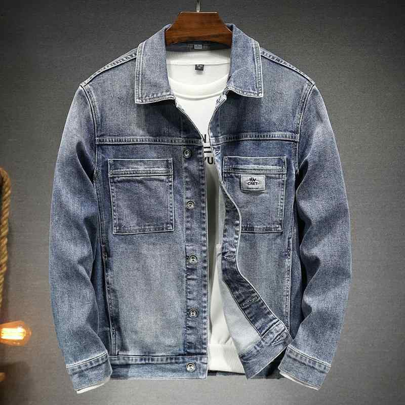メンズ ファッション 服 男性用 オシャレ シンプル 大人 かっこいい ストリート レトロ デニムジャケット ストレッチ スリム ウォッシュ シンプル 無地 カジュアル ワークジャケット ｜リコット