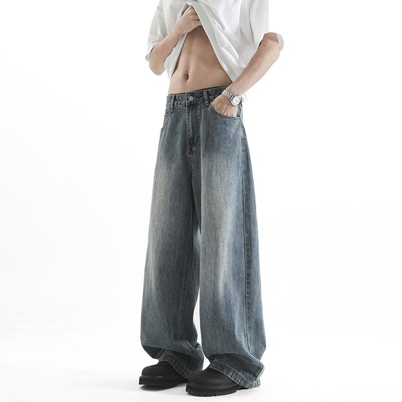 メンズ ファッション 服 男性用 オシャレ シンプル 大人 かっこいい ストリート アメリカン ストレート ジーンズ サマー カジュアル ワイドレッグ パンツ