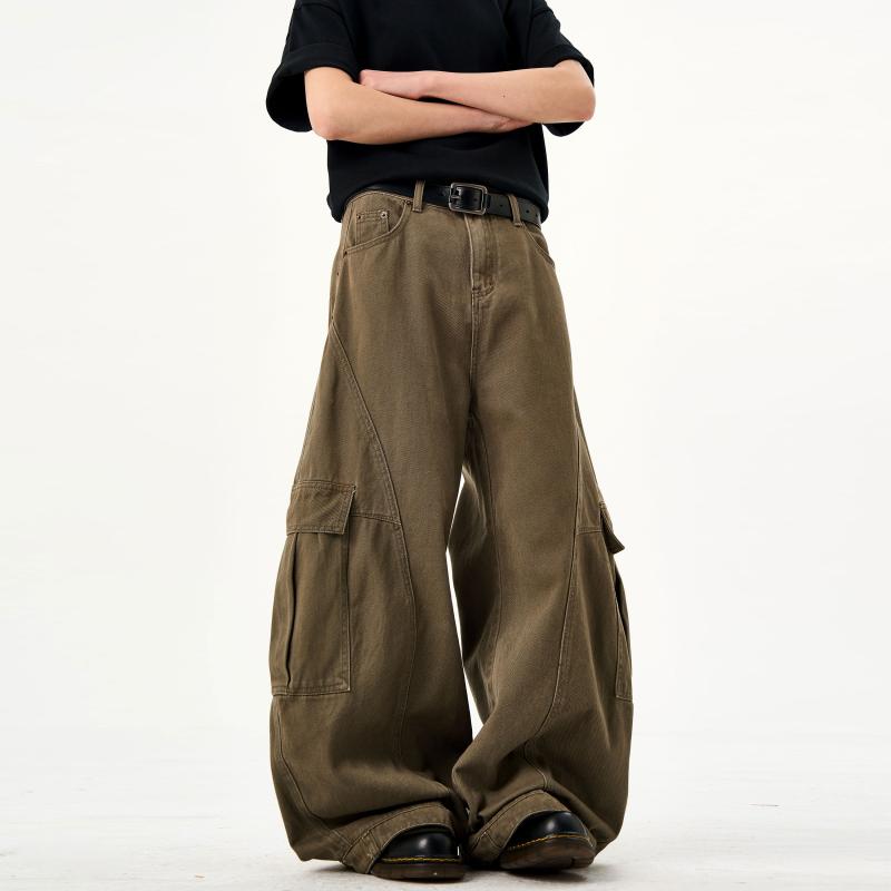 メンズ 流行り物 服 成人男性用 オシャレ 分かりやすい 成年者 かっこいい 表どおり アメリカン レトロ ビッグ 衣嚢 細工物お召しもの デニム レディース ワイドレッグ シックル ズボン下 ゆったり バギーパンツ