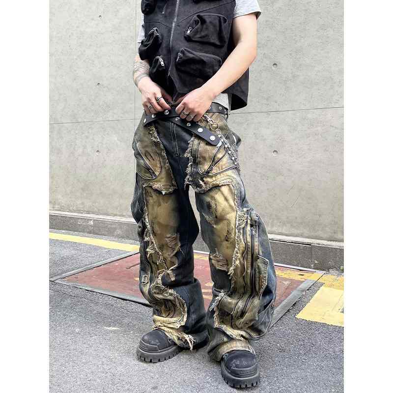 メンズ ファッション 服 男性用 オシャレ シンプル 大人 かっこいい ストリート ストレート ジーンズ レディース ヘビー カジュアル ワイドレッグ パンツ ｜リコット