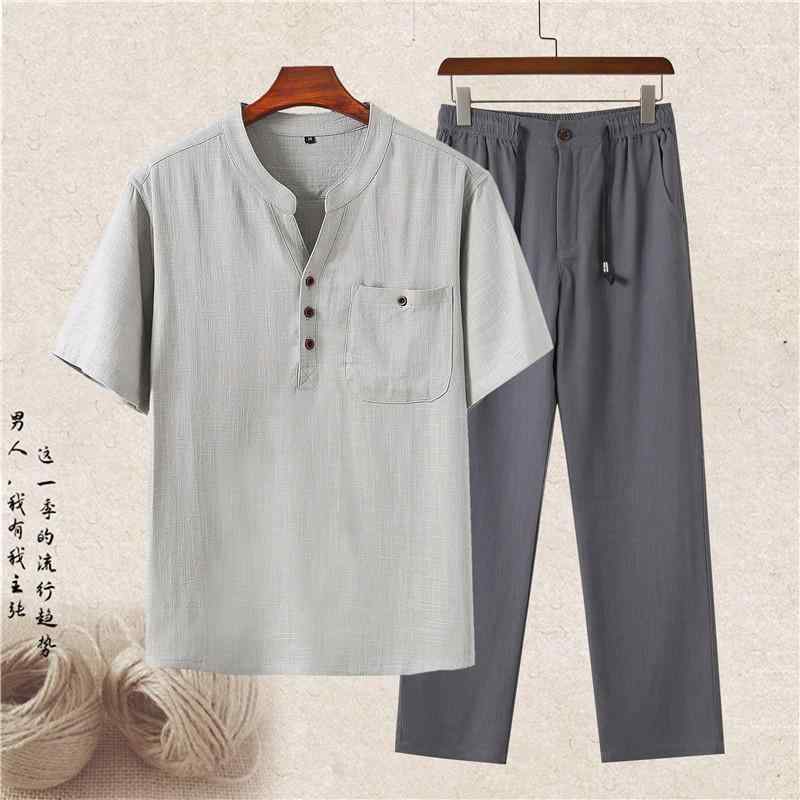 メンズ ファッション 服 男性用 オシャレ シンプル 大人 かっこいい ストリート リネン 半袖 スーツ 大きいサイズ カジュアル 綿麻 Tシャツ 服