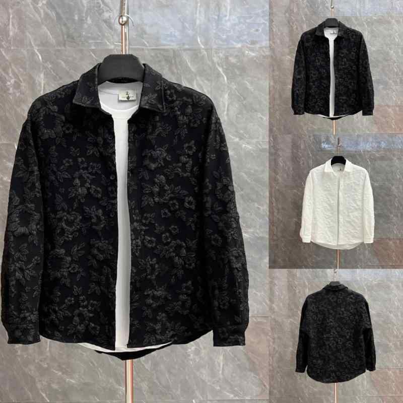 メンズ ファッション 服 男性用 オシャレ シンプル 大人 かっこいい ストリート エンボス加工 長袖 スワローテール シャツ 快適 ゆったり ユニセックス 薄手 ジャケット