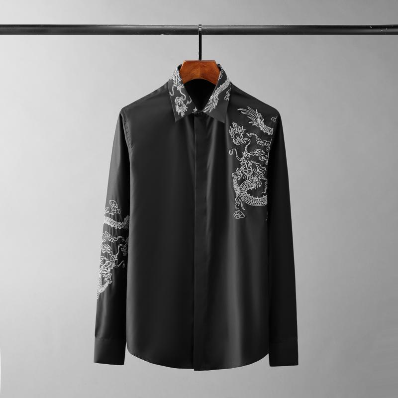メンズ ファッション 服 男性用 オシャレ シンプル 大人 かっこいい ストリート カジュアル シャツ 服 長袖 スリム ブラック