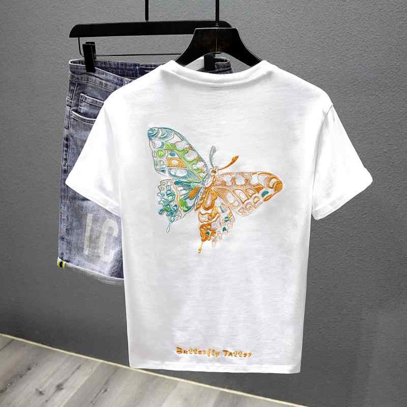 メンズ ファッション 服 男性用 オシャレ シンプル 大人 かっこいい ストリート 蝶 半袖 Tシャツ 綿 レイヤリング トップス