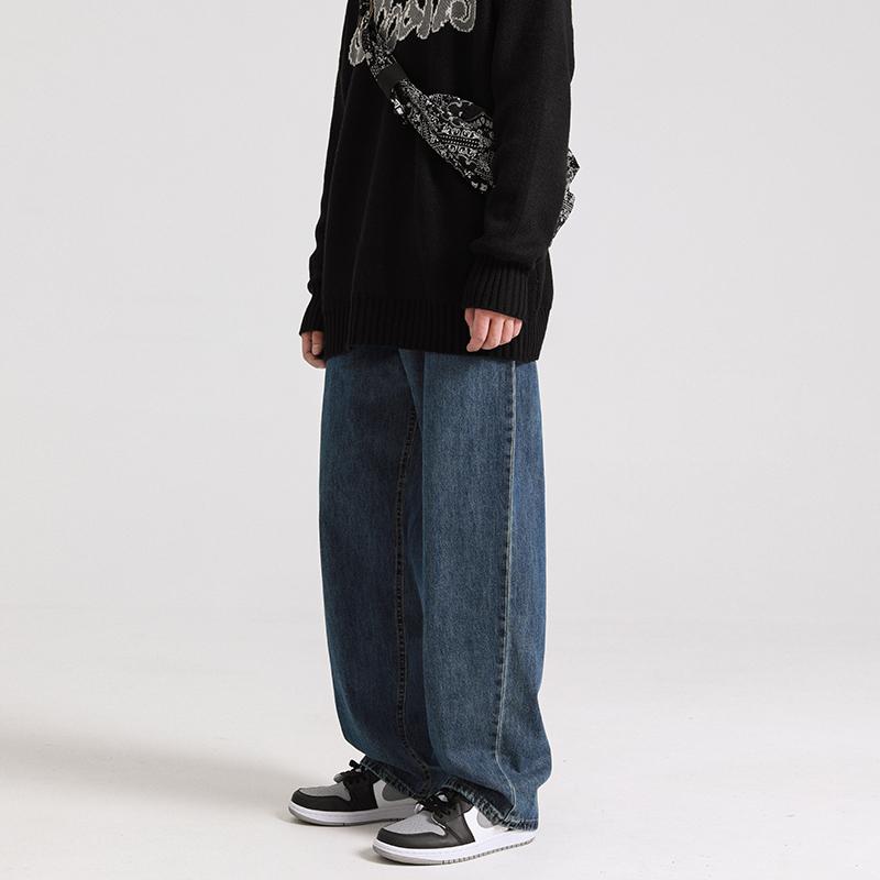 メンズ 流行り物 服 成人男性用 オシャレ 分かりやすい 成年者 かっこいい 表どおり 無地 ウォッシュ処理 引っ切り無い デニム 男女兼用 通い ワイドレッグ 大層らしい大きさ ズボン下