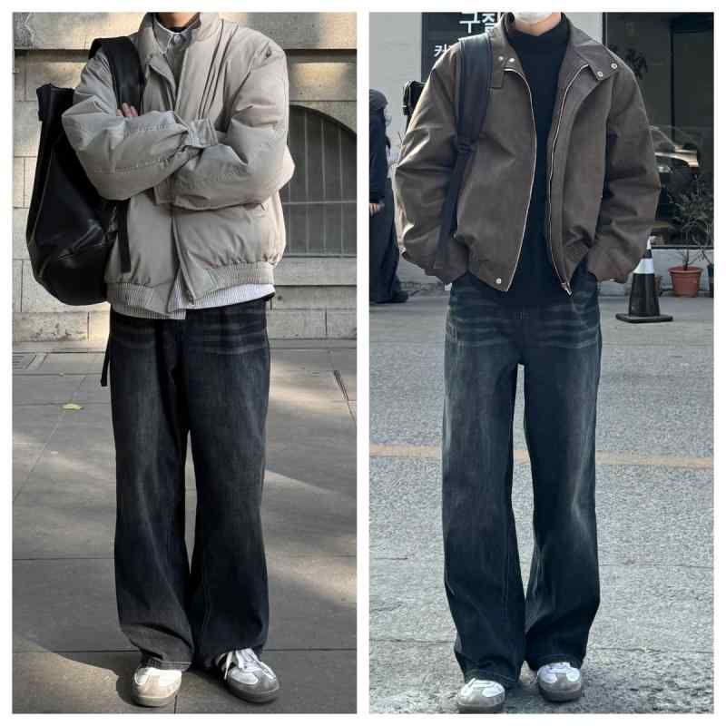 メンズ 流行り物 服 成人男性用 オシャレ 分かりやすい 成年者 かっこいい 表どおり  不都合製作 レトロ 韓国表現スタイル グラデーション ウォッシュ 引っ切り無い ワイドレッグ 心地好い デニム