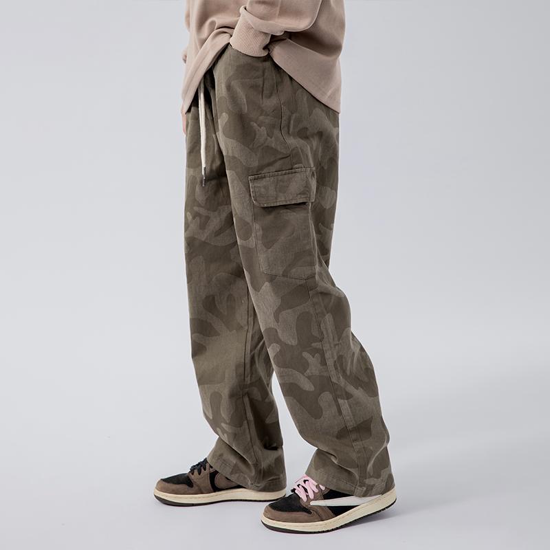 メンズ ファッション 服 男性用 オシャレ シンプル 大人 かっこいい ストリート トラブルド オクトパス アメリカン カモフラージュ ストリート レトロ ストレート スプリング ロング パンツ