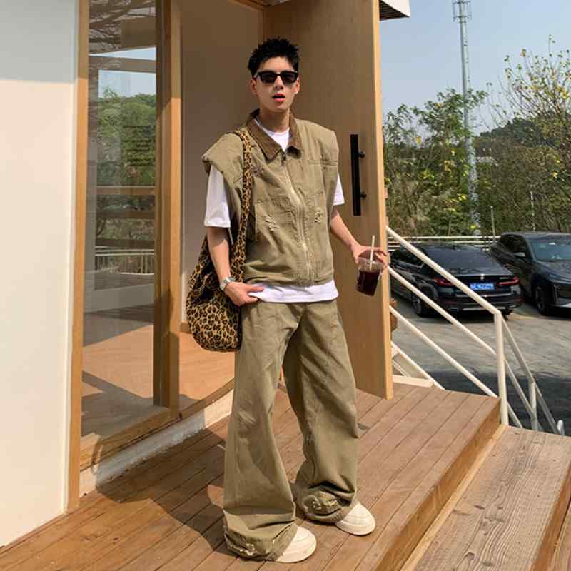 メンズ 流行り物 服 成人男性用 オシャレ 分かりやすい 成年者 かっこいい 表どおり  アメリカン レトロ ジーンズ上衣 影ぼうし 酉の方角 厚地の外套 限りない ゆったり マッチング 仕かける