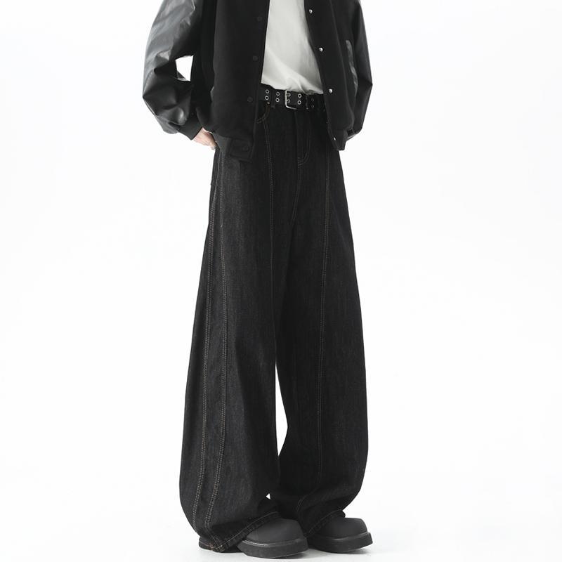 メンズ ファッション 服 男性用 オシャレ シンプル 大人 かっこいい ストリート アメリカン レトロ ジーンズ ゆったり カジュアル ワイドレッグ ストレート パンツ
