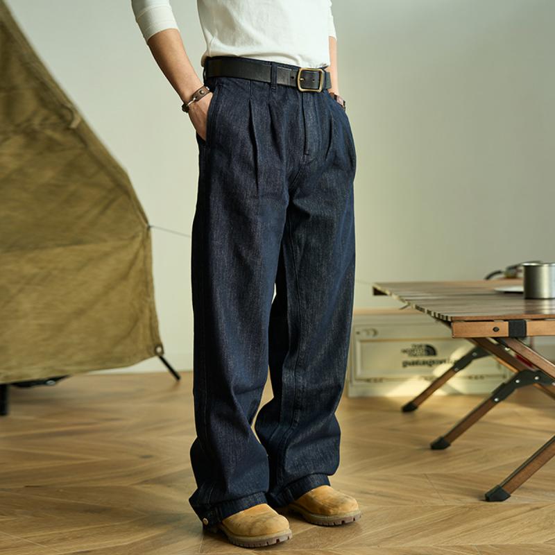 メンズ 流行り物 服 成人男性用 オシャレ 分かりやすい 成年者 かっこいい 表どおり リヨ独居室 ジーンズ 色合い アメリカン レトロ 引っ切り無い デニム ワイドレッグ ズボン下
