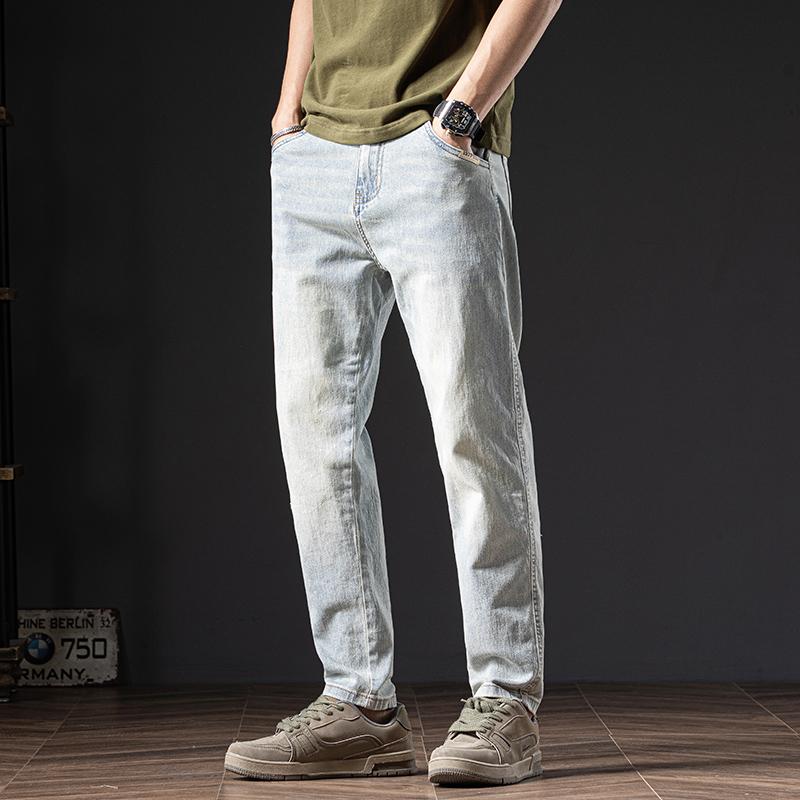 メンズ ファッション 服 男性用 オシャレ シンプル 大人 かっこいい ストリート アメリカン カジュアル ライト カラー ジーンズ 快適性 ストレッチ ストレート パンツ ブルー